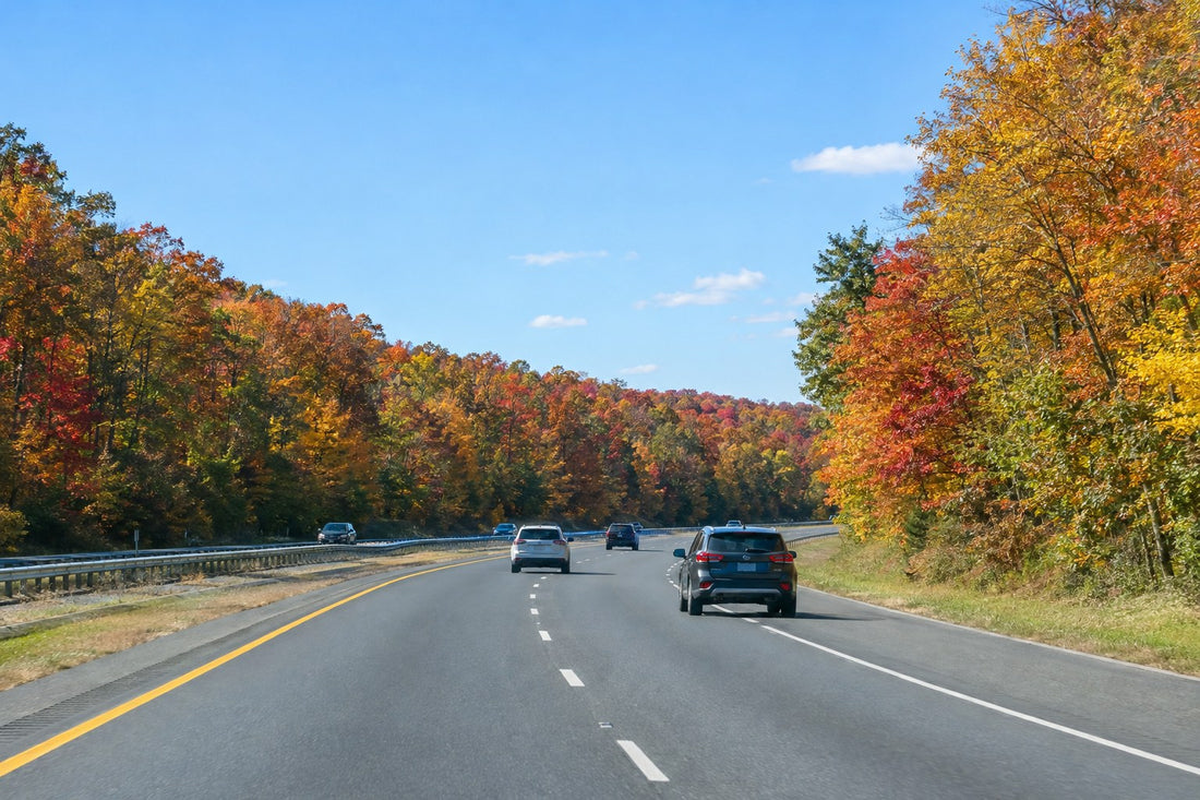 Maryland interstate in peak autumn foliage - Maryland Left Lane Law