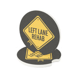 Left Lane Rehab Car Coaster | Yellow Diamond Road Sign