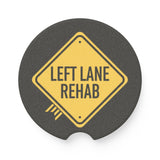 Left Lane Rehab Car Coaster | Yellow Diamond Road Sign